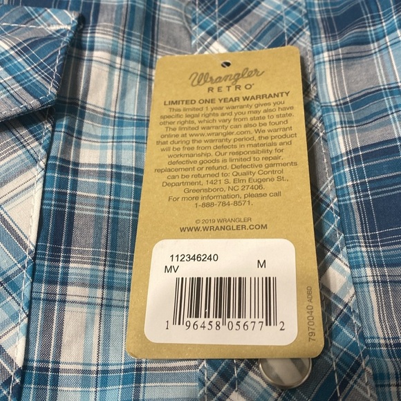 NWT Wrangler Retro modern fit pearl snap shirt. Size medium. - Picture 3 of 5